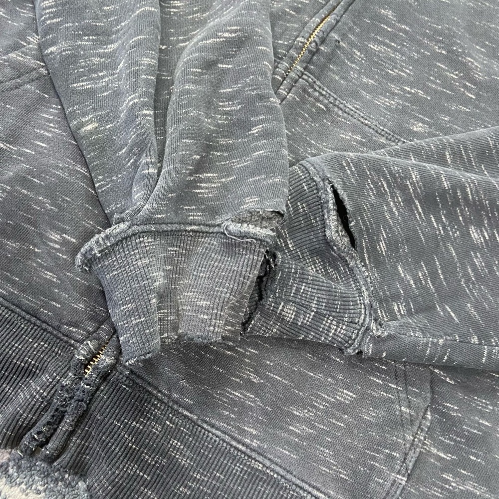 Vintage Y2K Vans Mens L thrashed Dark Grey Heather Full Zip Logo Hoodie - Picture 4 of 8